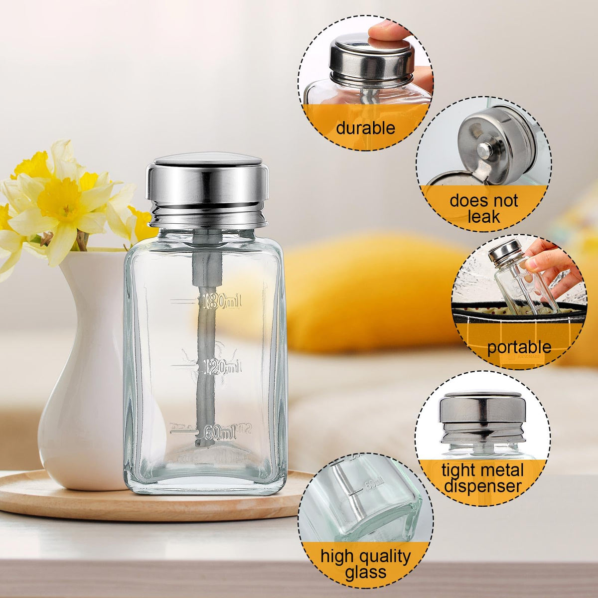 Lallisa refillable 180ml dispenser bottle for home and salon.