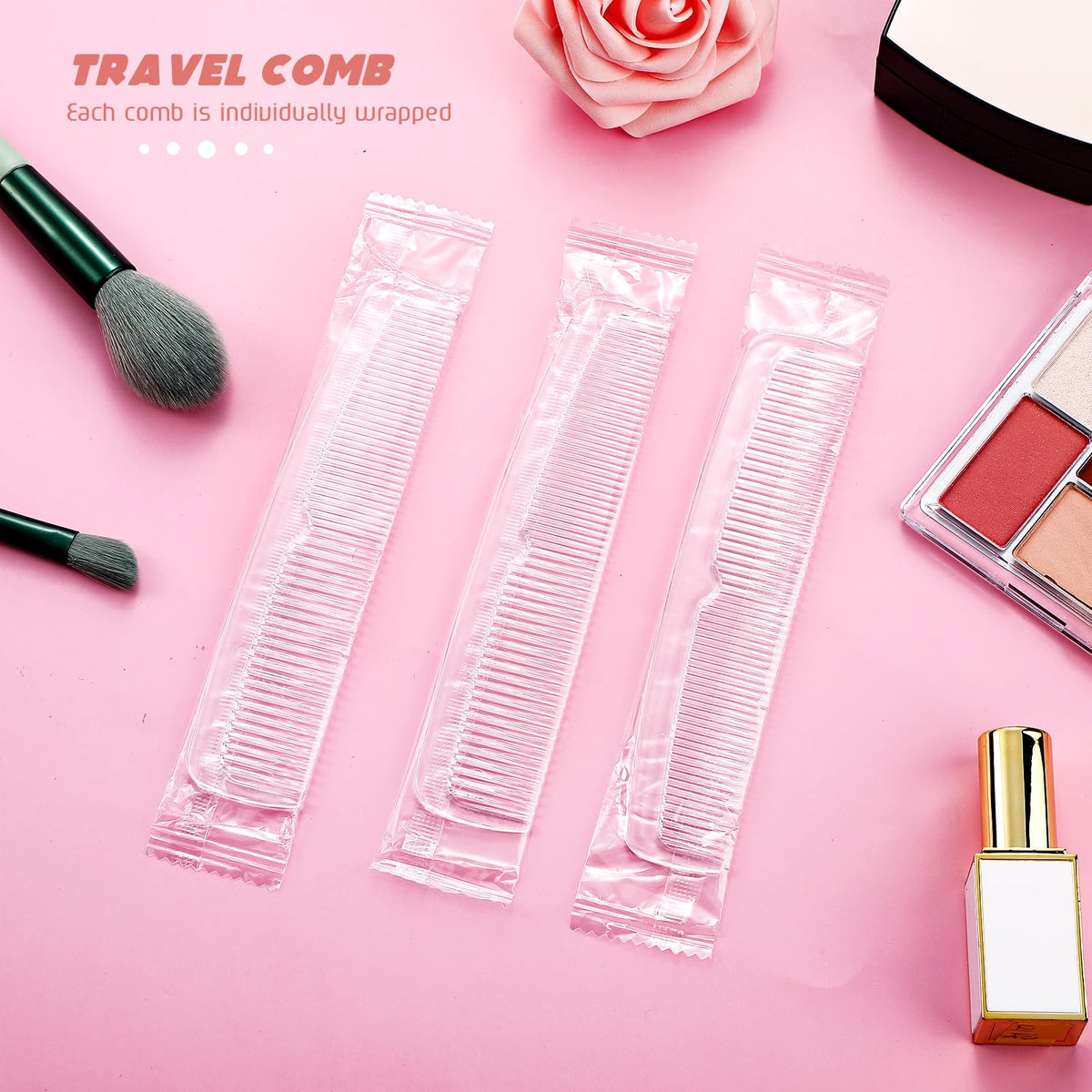 Lallisa transparent plastic hair combs emphasize clean, portable styling tools.