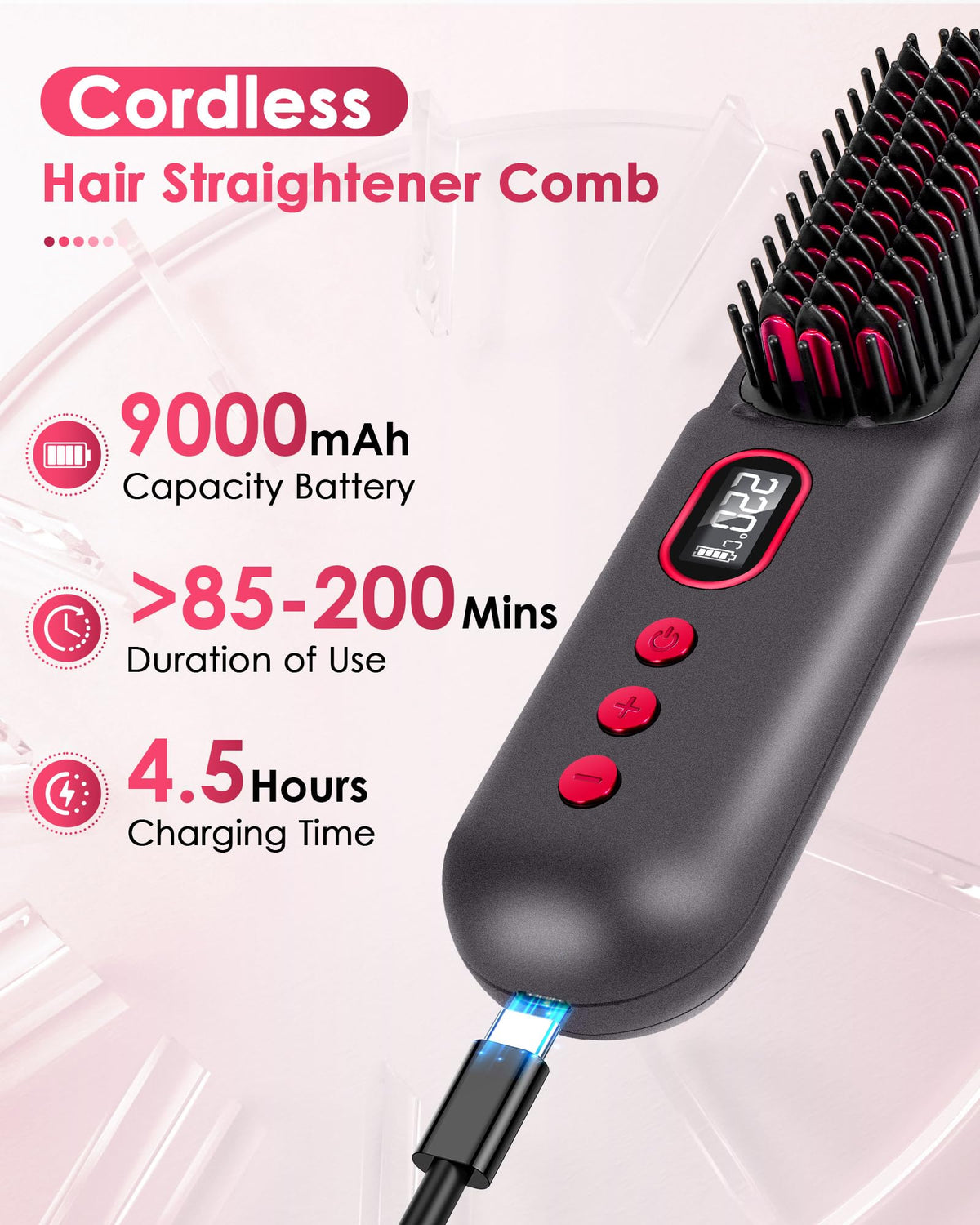 LAMA ceramic coating minimizes friction for smooth straightening and reduced snagging.