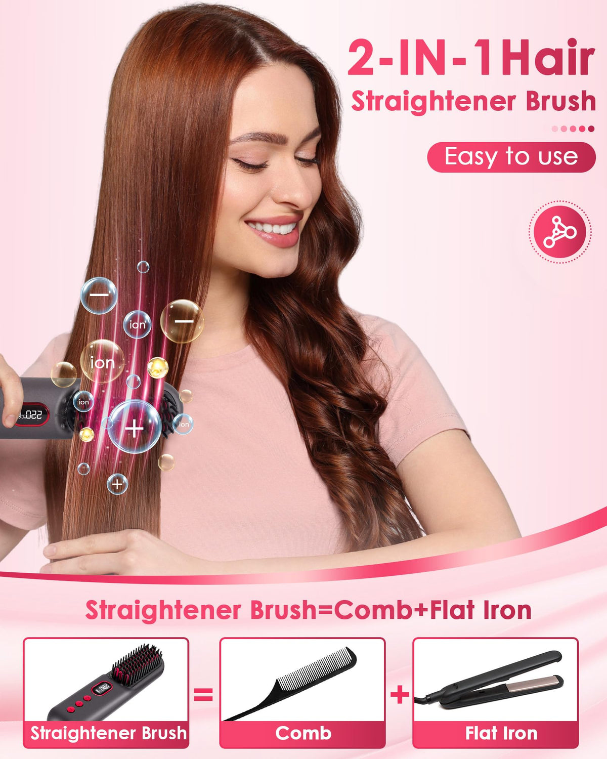 LAMA portable 2 in 1 straightener features digital display and temperature settings for precise styling.