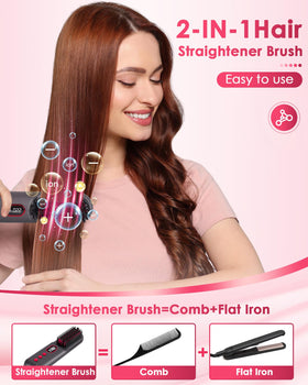LAMA portable 2 in 1 straightener features digital display and temperature settings for precise styling.