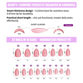 LAMIMOSA ultra-thin cuticle edge and flexible base for comfortable wear.