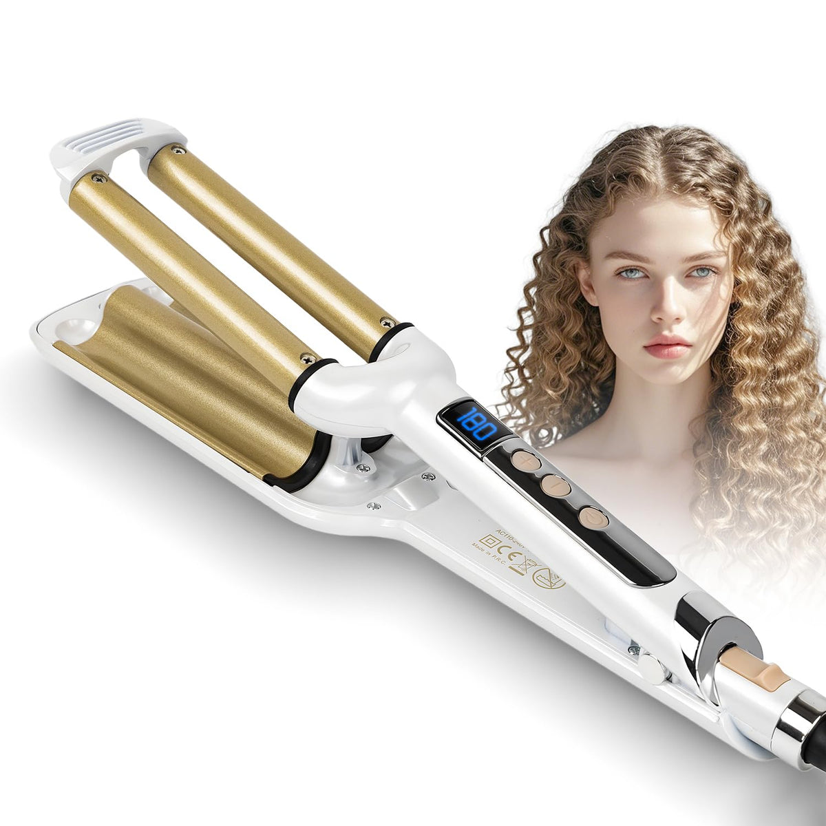 LamMS-pen hair crimper wave iron 3/4 inch creates beachy waves with lasting texture.