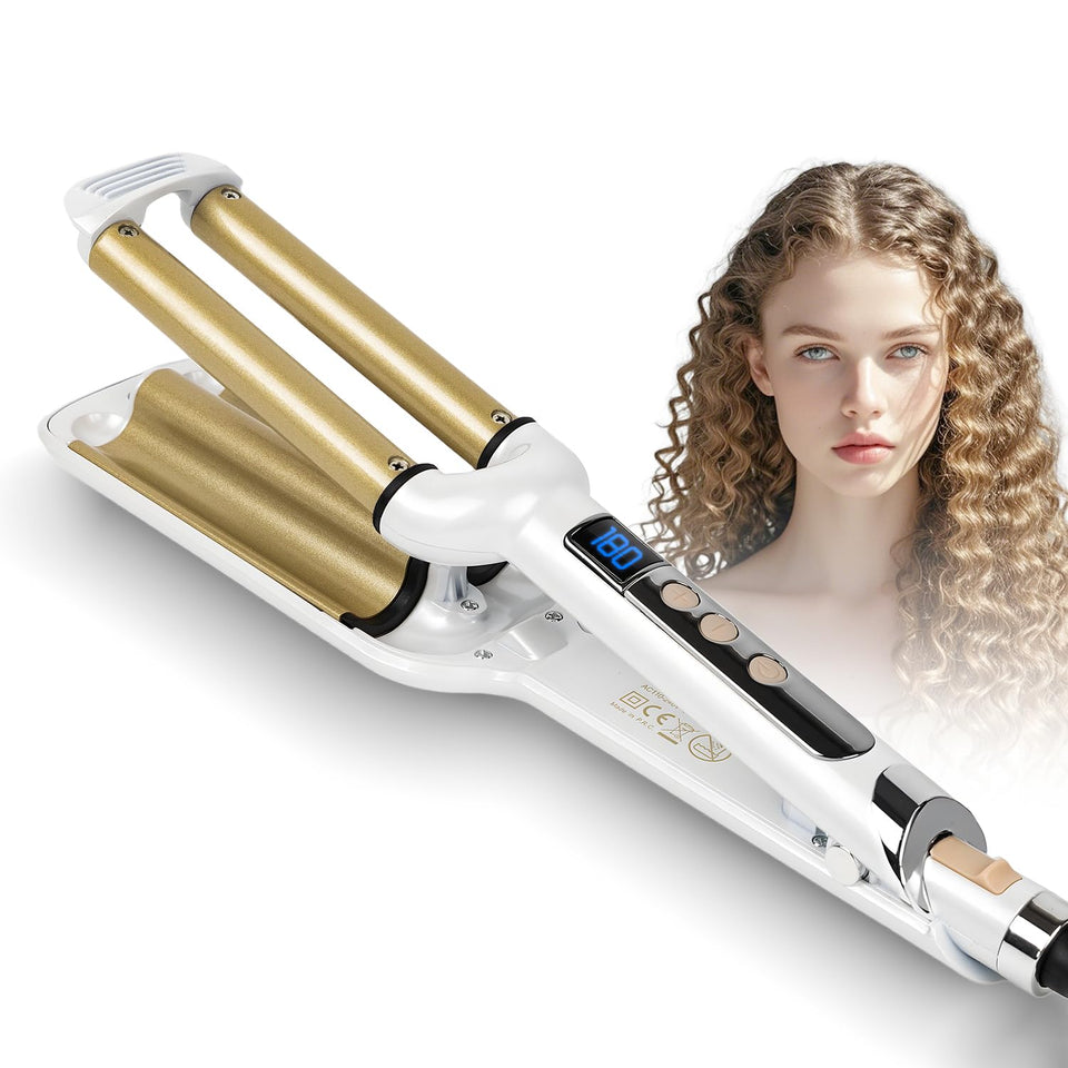 LamMS-pen hair crimper wave iron 3/4 inch creates beachy waves with lasting texture.