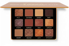 Lamora Bronze Eyeshadow Palette cover showing warm neutrals for versatile looks.