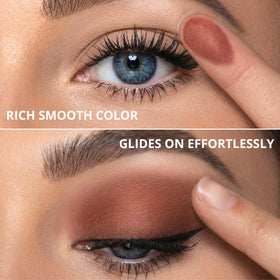 Lamora Bronze Eyeshadow swatches displaying 12 nude bronze shades.