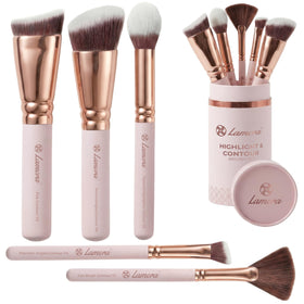 Lamora Pro round angled contour brush for precise cheekbone definition