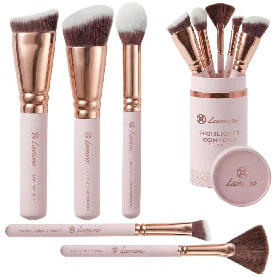 Lamora Pro round angled contour brush for precise cheekbone definition