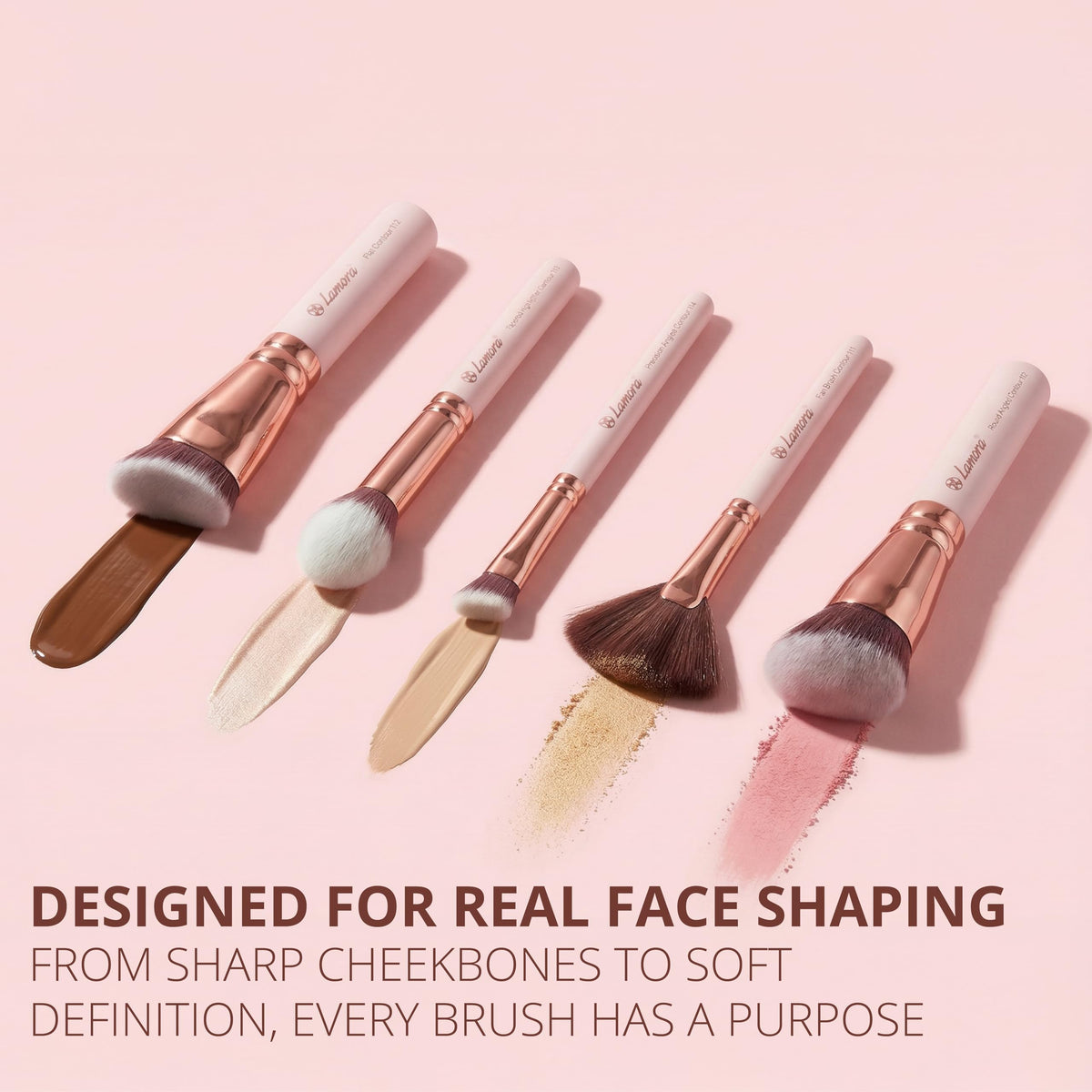 Lamora Pro contour brush set closeup showing craftsmanship