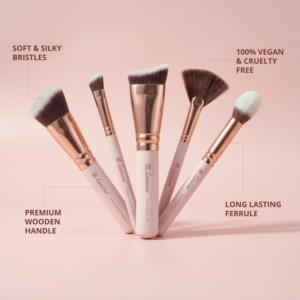 Lamora Pro synthetic bristles offer vegan, cruelty-free performance