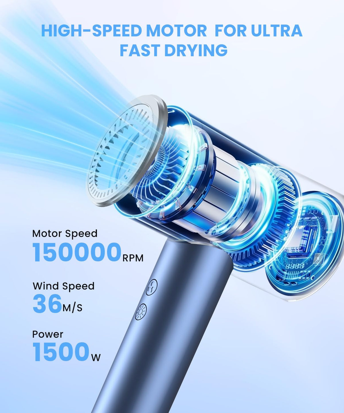 LAMPICK hair dryer with ionic technology reducing frizz and boosting shine