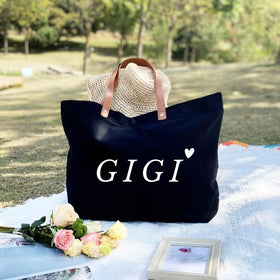 Lamyba Gigi tote with included makeup bag and zipper closure for secure essentials.
