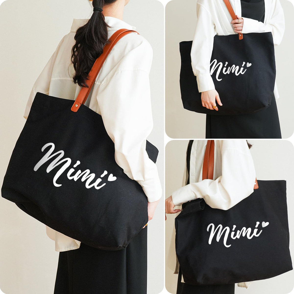 Lamyba Mimi tote bag side view highlights comfortable shoulder strap for easy carrying.