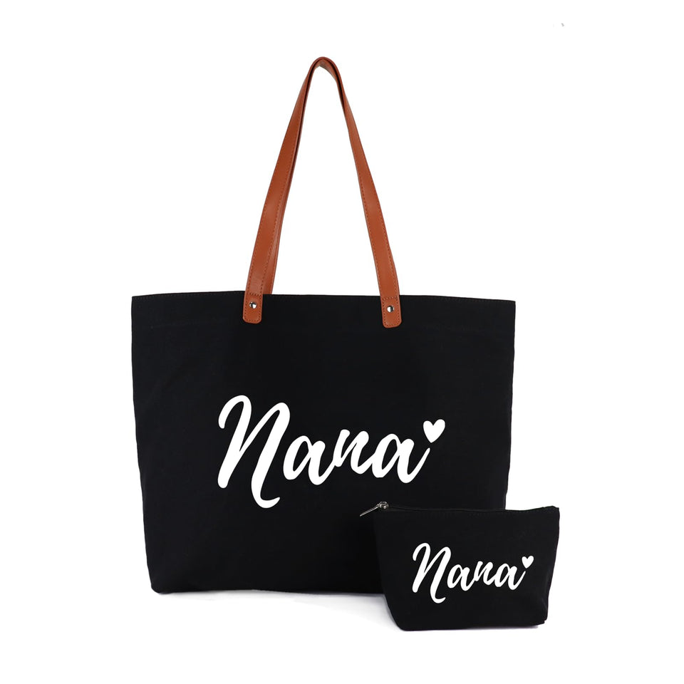 Lamyba Nana tote bag black front view shows spacious main compartment