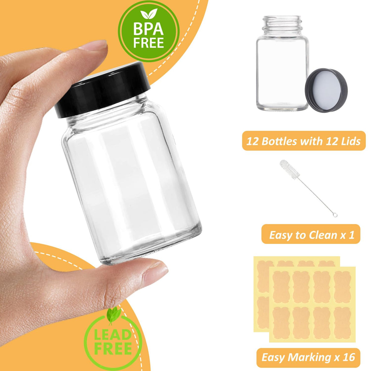 LANBEAUTIFY clear glass bottle with airtight cap ideal for ginger shots.
