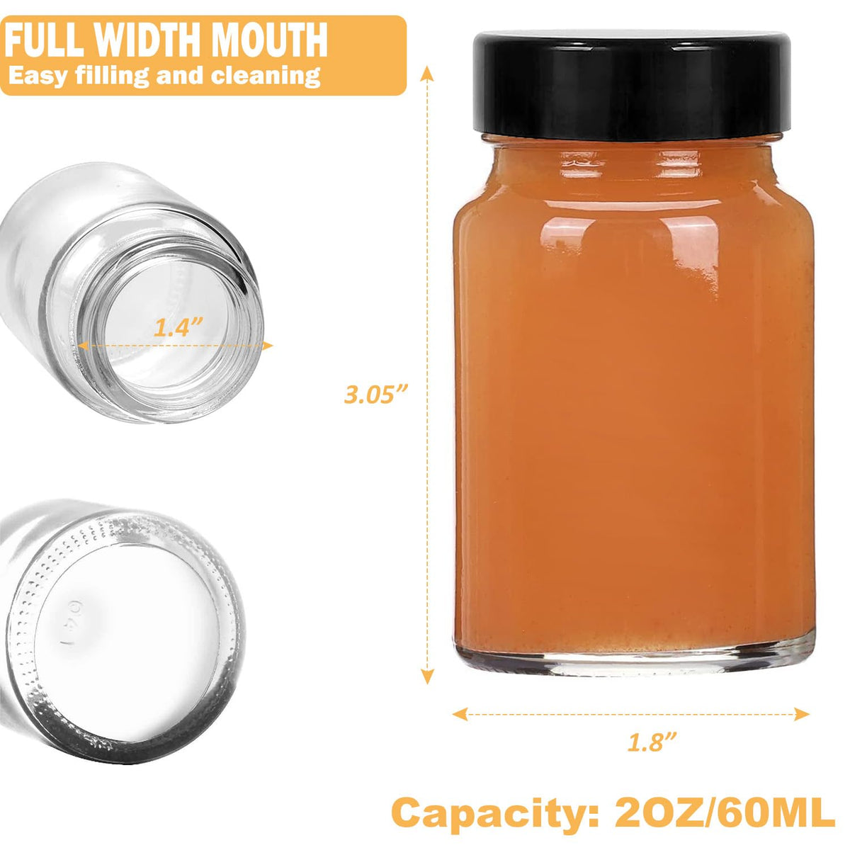 LANBEAUTIFY ginger-shot bottle close-up showing secure cap for freshness.
