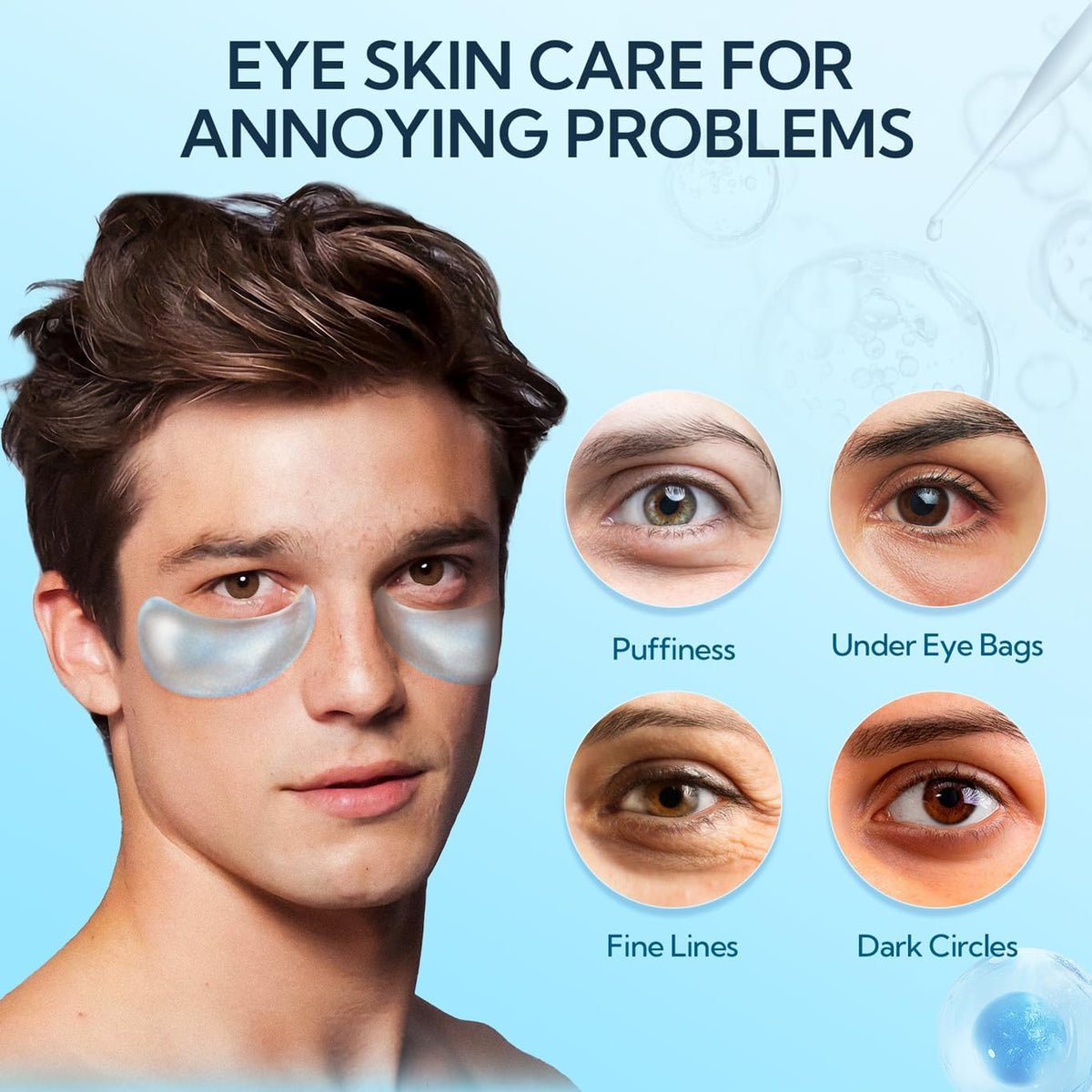 LANBENA applying eye patches under eyes for refreshed and hydrated skin.