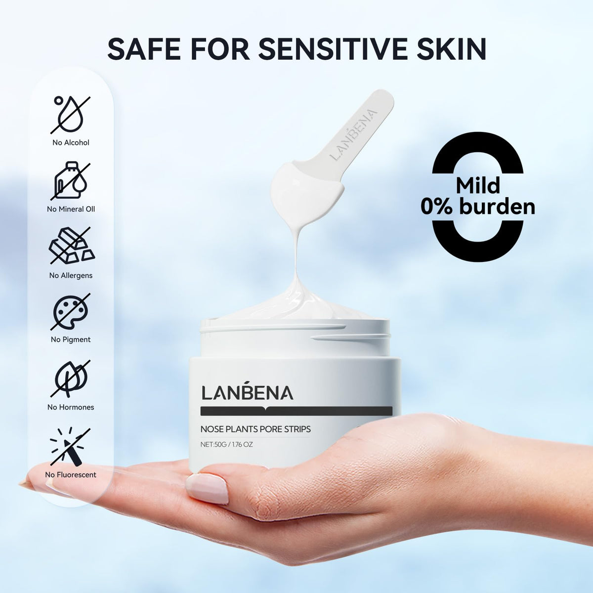 LANBENA nose strip close-up shows adhesive detail for extraction.