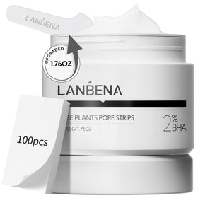 LANBENA nose strips packaging shows 100 sheets for convenient pore care.