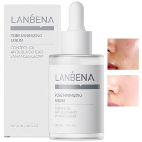 LANBENA Pore Minimizer Serum 2.0 bottle close-up showing pore refinement and hydration.