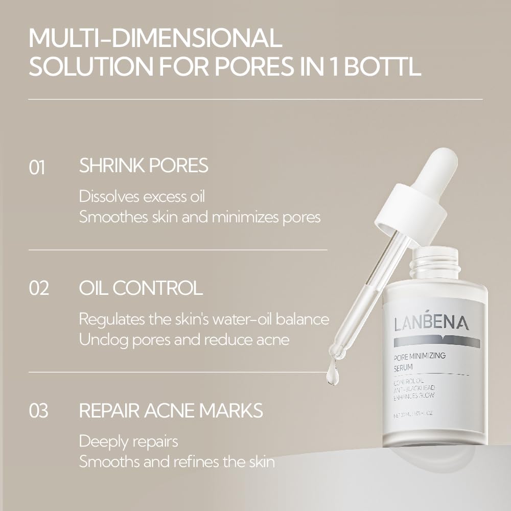 LANBENA Pore Minimizer packaging front view emphasizing vegan formula.