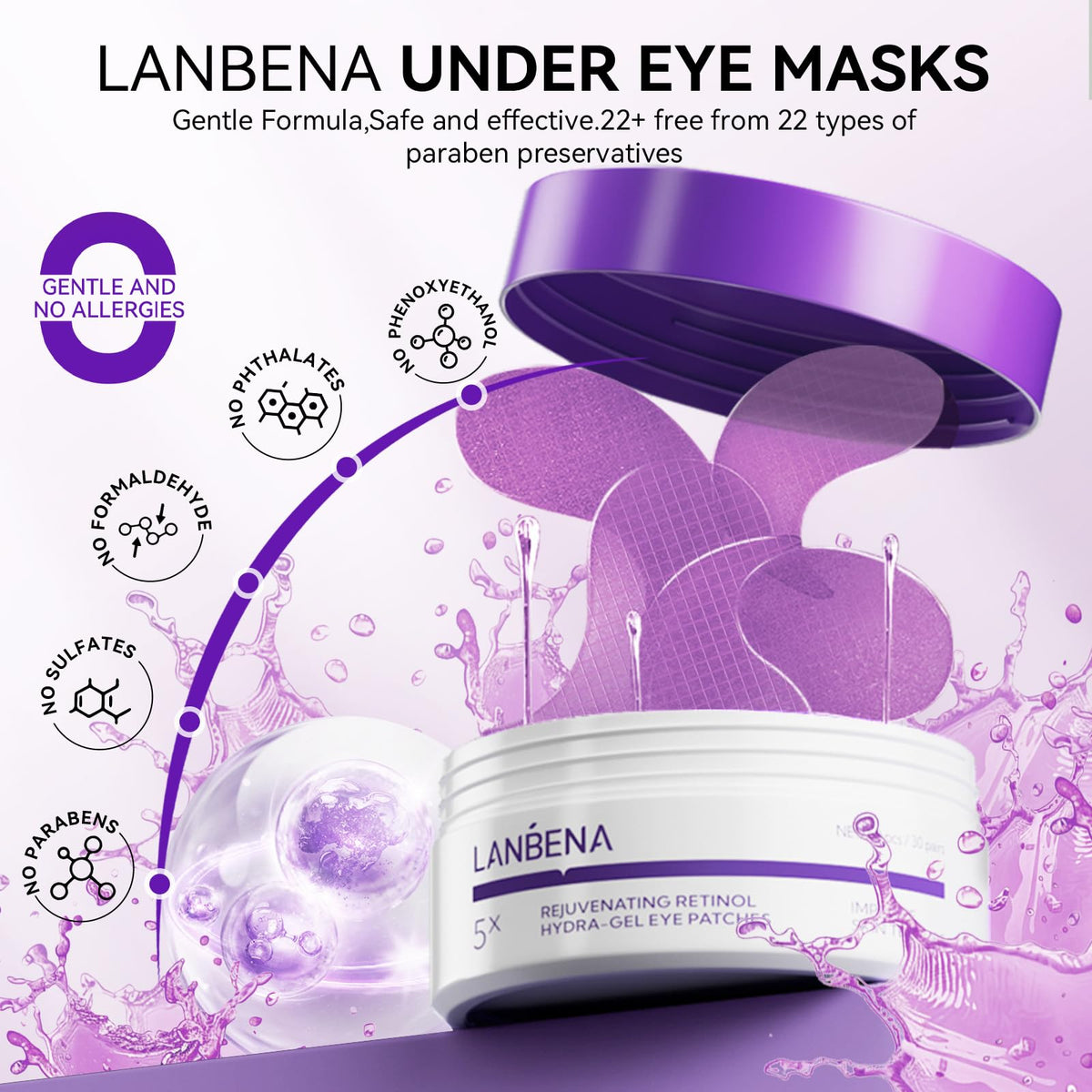 LANBENA night-time routine with eye patches for relaxation