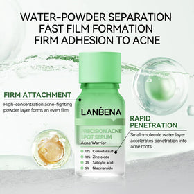 LANBENA Skin blemish ingredients label emphasizes a vegan, cruelty-free formula.