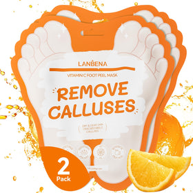 LANBENA Vitamin C Foot Peel Mask in-use bootie showing spa-grade exfoliation and smooth feet.