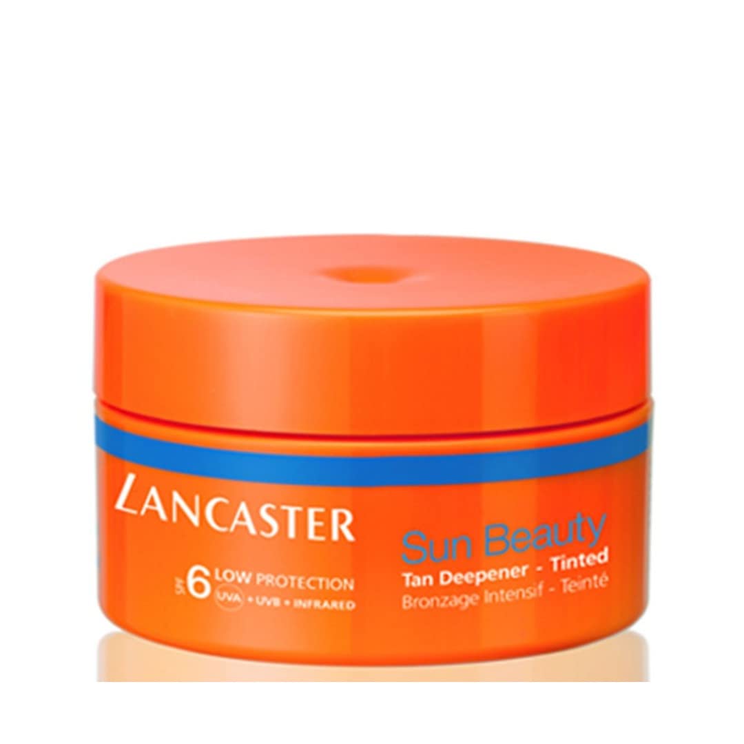 Lancaster Sun Beauty Tan Deepener SPF 6 bottle with subtle glow on skin