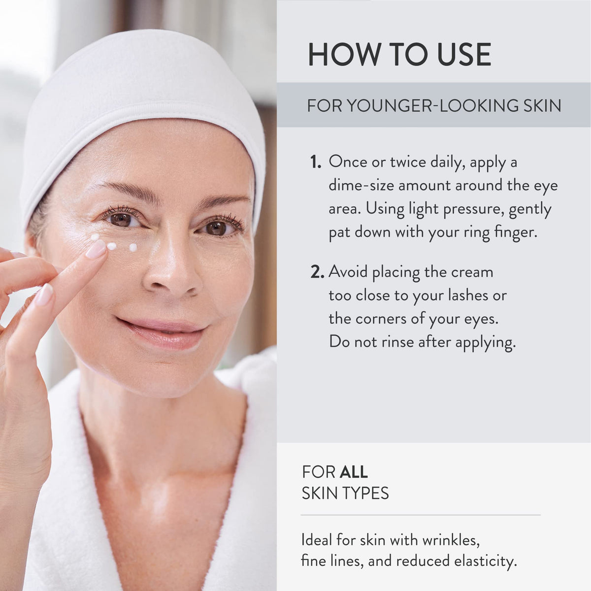 Lancer Eye-Contour Lifting Cream being applied to the outer eye area for lift