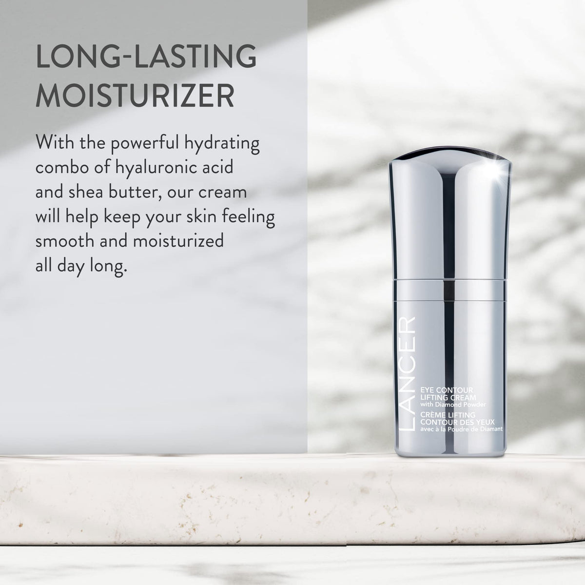 Lancer Eye-Contour Lifting Cream with caffeine to help reduce puffiness around eyes