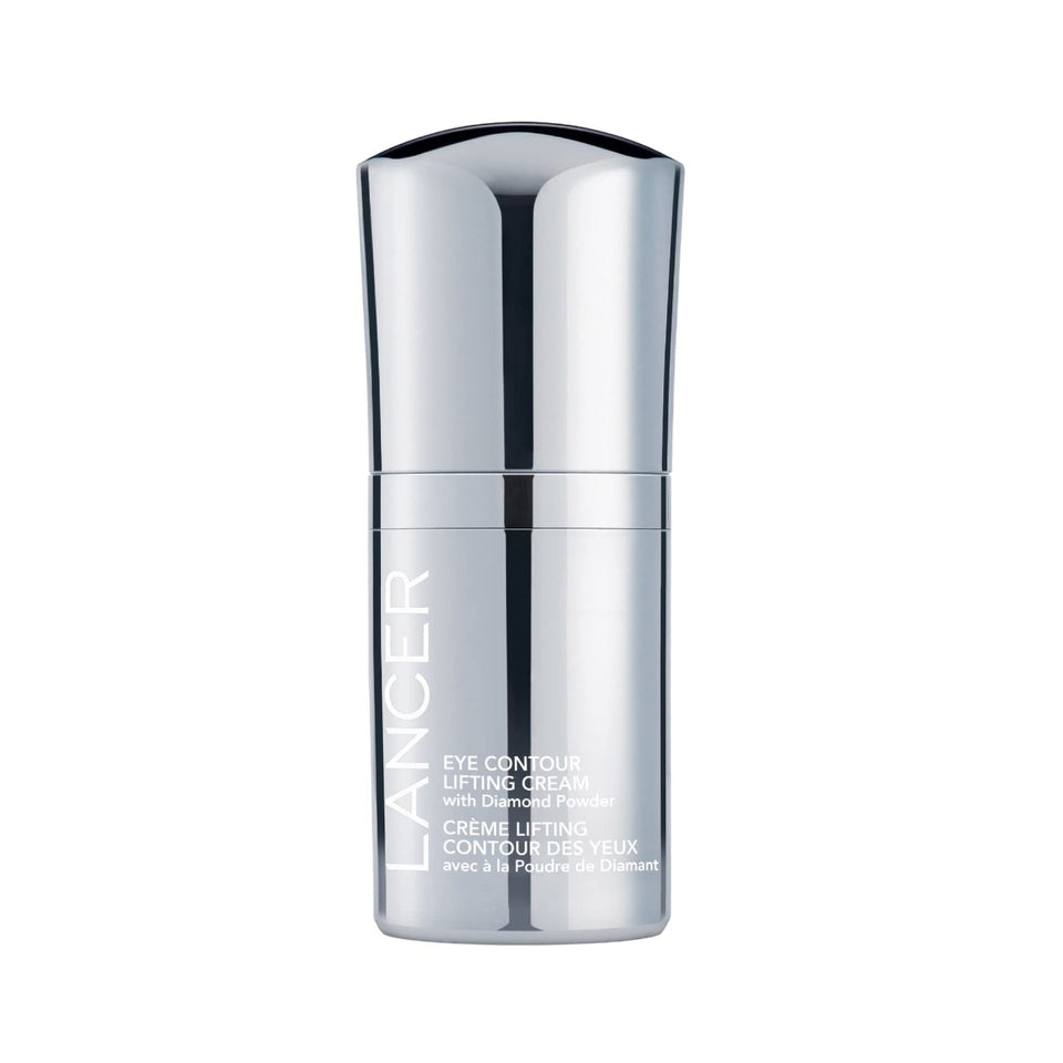 Lancer Eye-Contour Lifting Cream with diamond powder close-up showing bright under-eye look