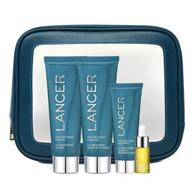 Lancer The Method Intro Kit box shown for an at-home daily skincare routine.