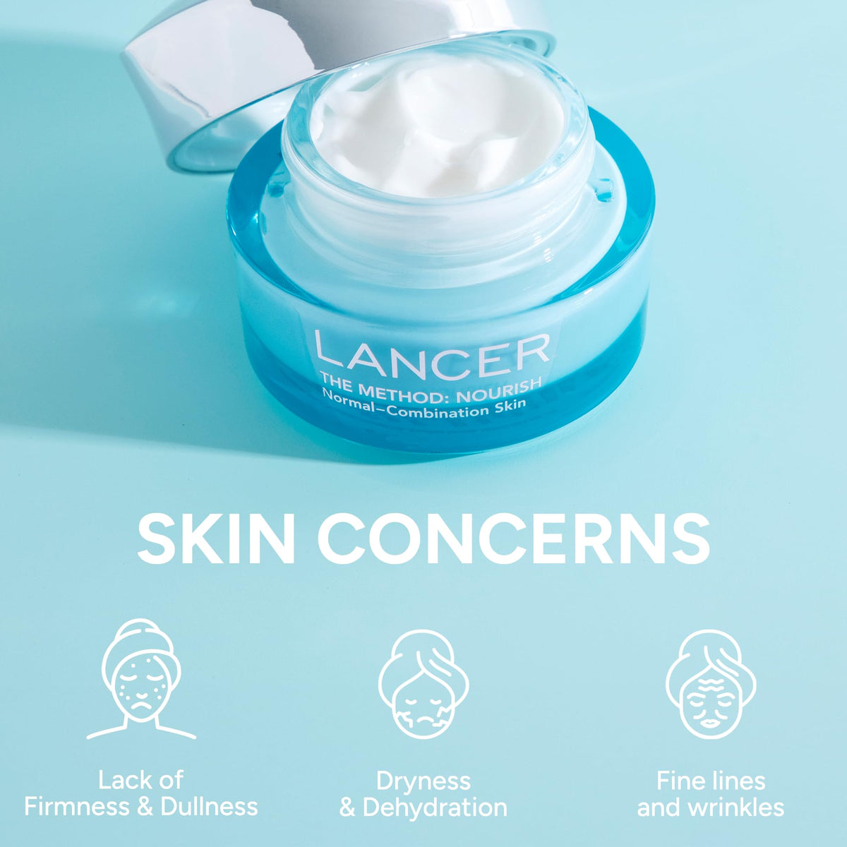 Applying Lancer Nourish cream on skin for smooth absorption.