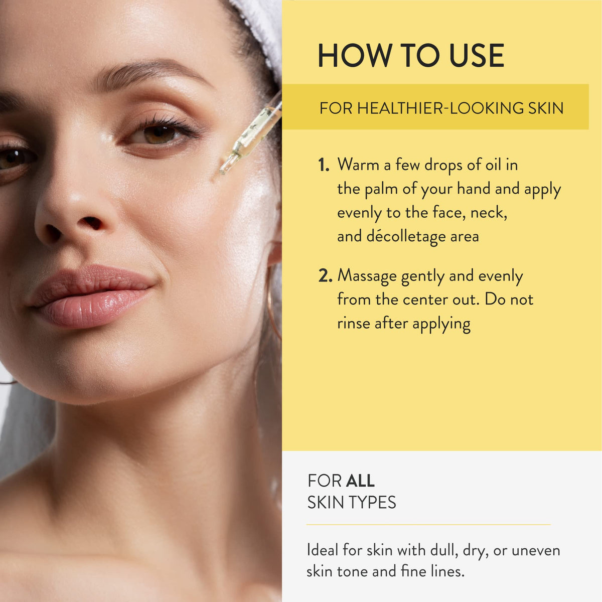 Applying the Lancer Omega Hydrating Oil in the palm for even facial nourishment.