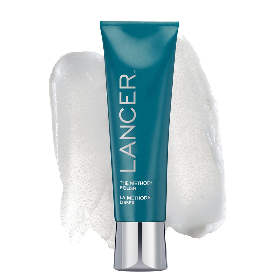 Lancer The Method Polish jar close-up shows gentle exfoliation for smoother skin