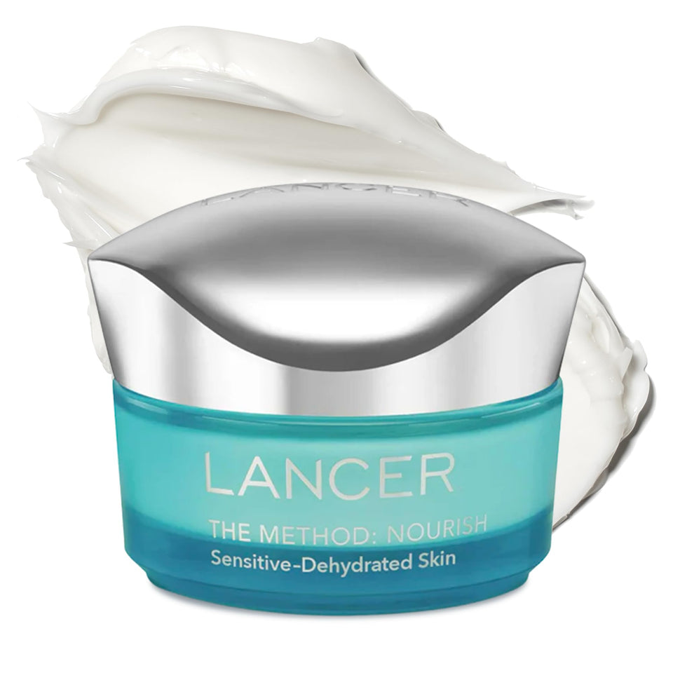 Lancer The Method Nourish jar close-up for rich daily moisturization.