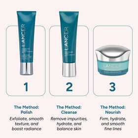 Lancer The Method Nourish rose-gold packaging evokes premium at-home skincare.