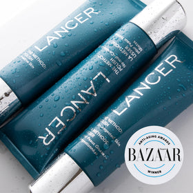 Lancer The Method Polish close-up highlights mineral particles for even exfoliation and renewal