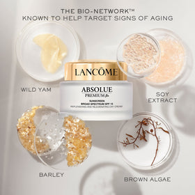 Lancôme Absolue Premium BX Day Cream joined by serums in a morning routine for balanced hydration.