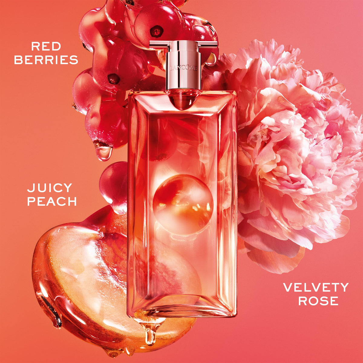 Lancôme Idôle opening red berries splash awakens senses for a lively start.