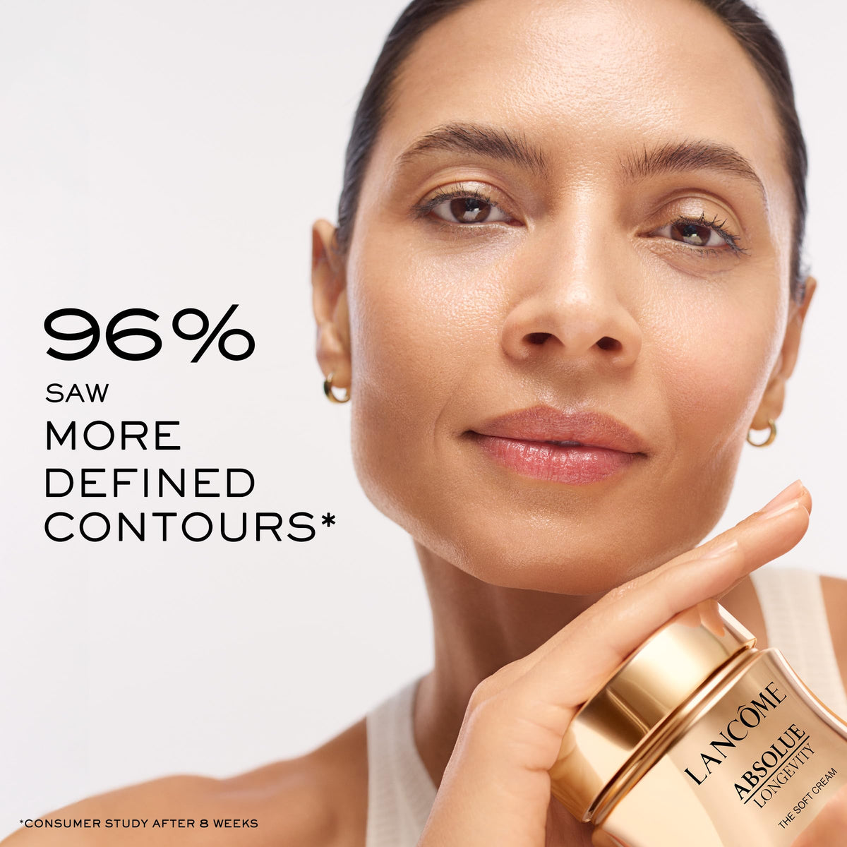 Lancôme Absolue rose and PDRN imagery suggest improved elasticity