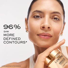 Lancôme Absolue rose and PDRN imagery suggest improved elasticity