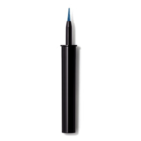 Lancôme Artliner precision felt-tip liquid eyeliner in blue metallic finish for a sharp winged liner.
