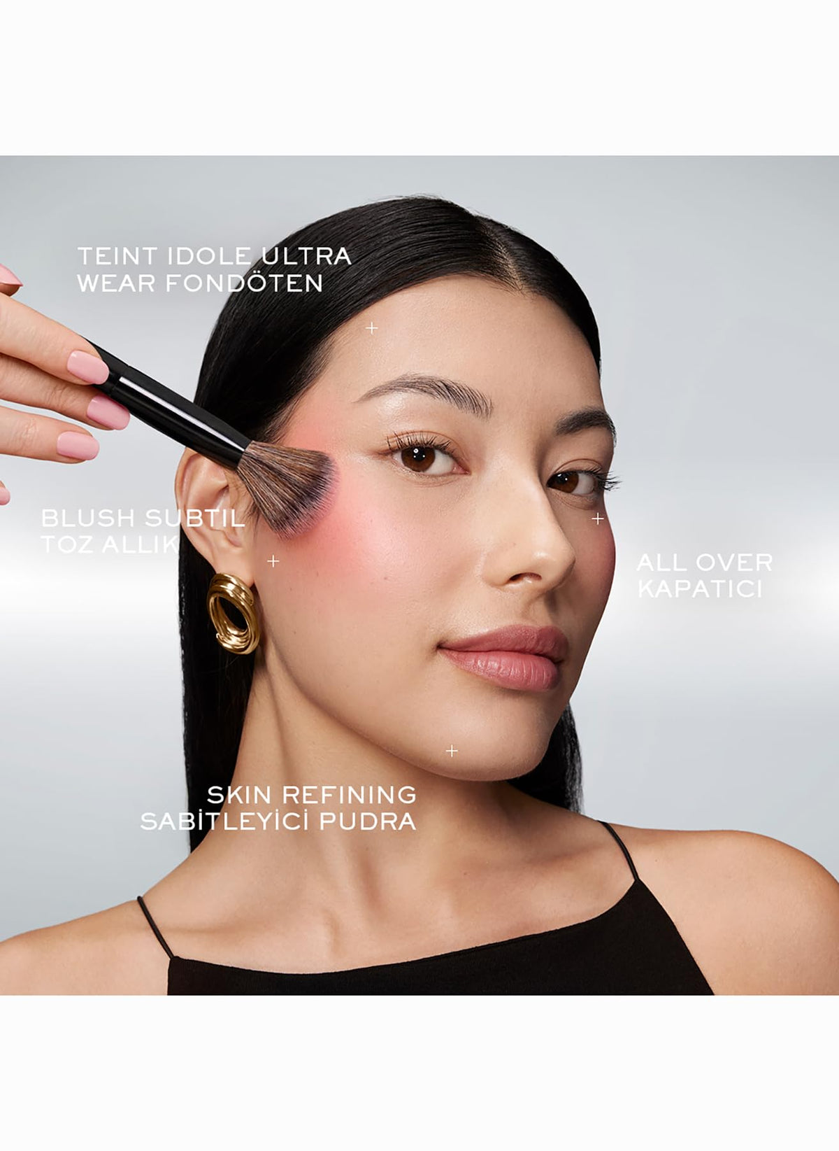 Lancôme Blush Subtil swatch on skin delivering natural flush