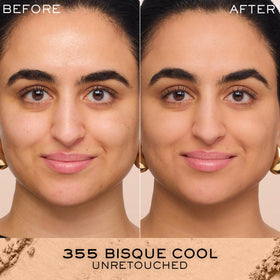 Lancôme Dual Finish dry-application swatch for buildable coverage.