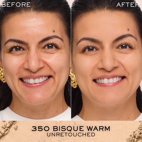Lancôme Dual Finish powder swirled wet vs dry for buildable coverage.