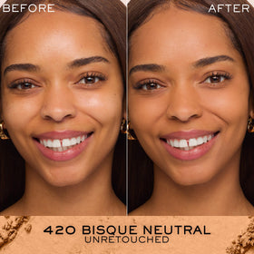 Lancôme Dual Finish wet-application demonstrates customizable coverage with luminous feel.
