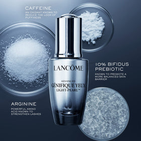 Lancôme Génifique Light Pearl Eye Serum with Bifidus Prebiotic supports a balanced skin surface.