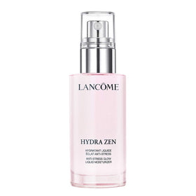Lancôme Hydra Zen Glow bottle close-up showing hydrating formula for radiant skin.